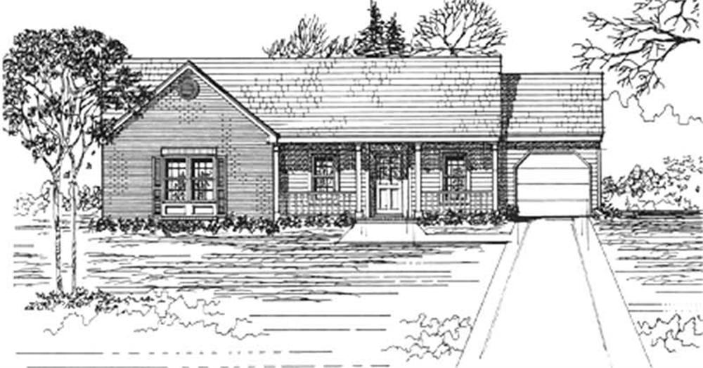 Front elevation of Ranch home (ThePlanCollection: House Plan #124-1112)