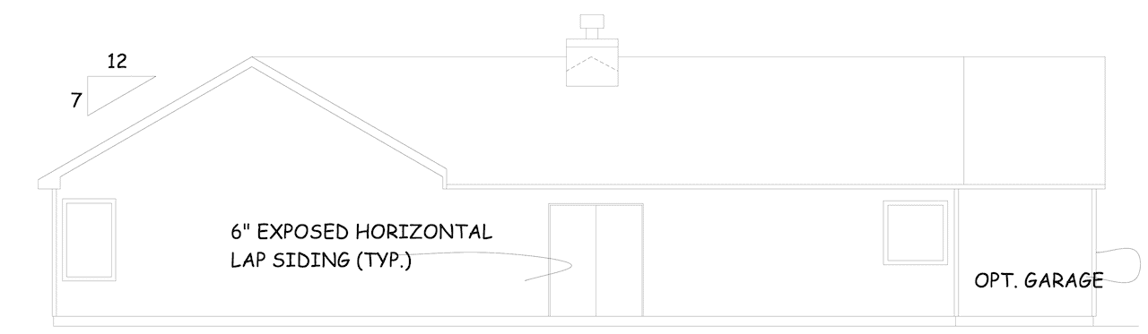 Home Plan Rear Elevation of this 2-Bedroom,1355 Sq Ft Plan -124-1115