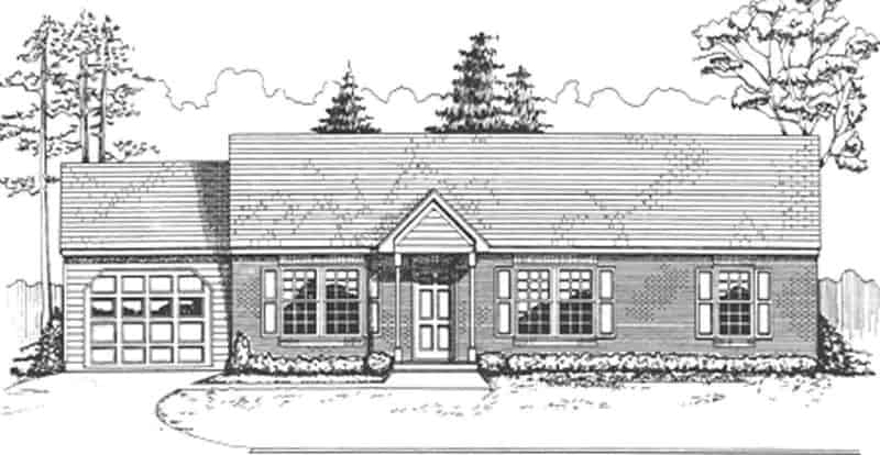 Front View of this 3-Bedroom,1260 Sq Ft Plan -124-1119