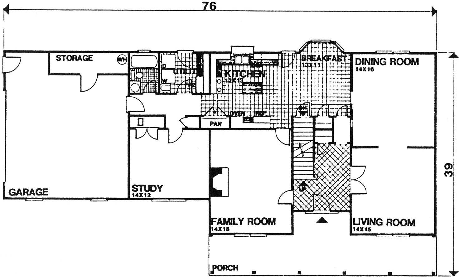Floor Plan First Story of Farmhouse Plan #124-1127
