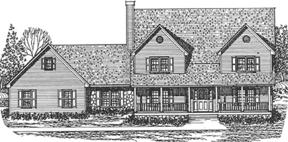 Farmhouse home (ThePlanCollection: Plan #124-1127)