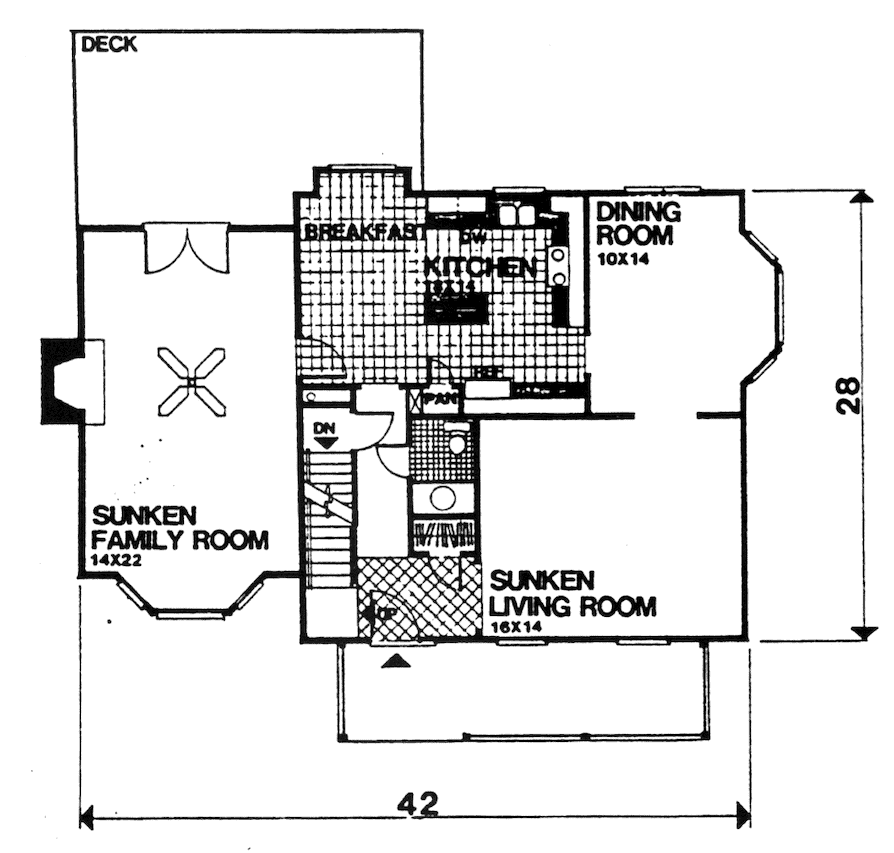 Floor Plan First Story of Colonial Plan #124-1132