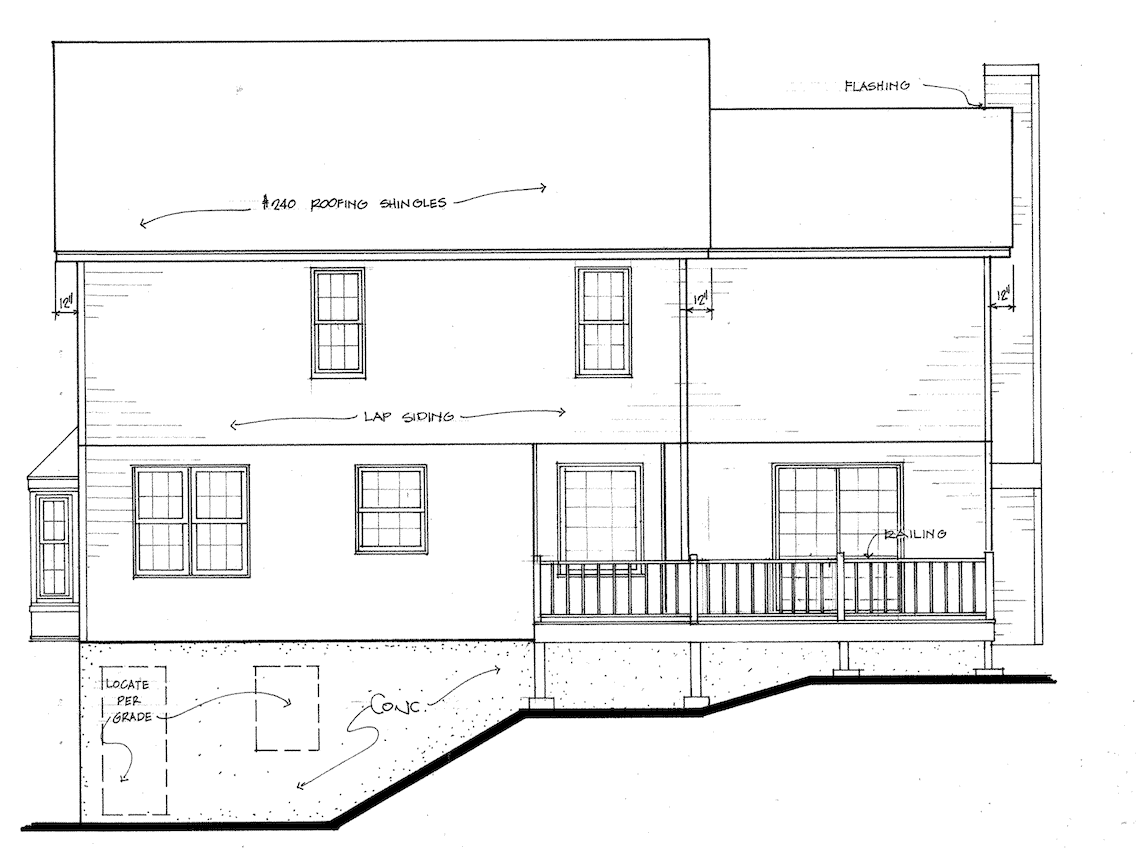 Home Plan Rear Elevation of this 3-Bedroom,2235 Sq Ft Plan -124-1132