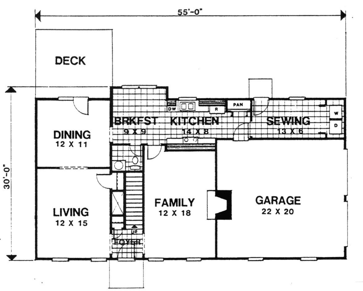 Main Level of Cape Cod Plan #124-1136