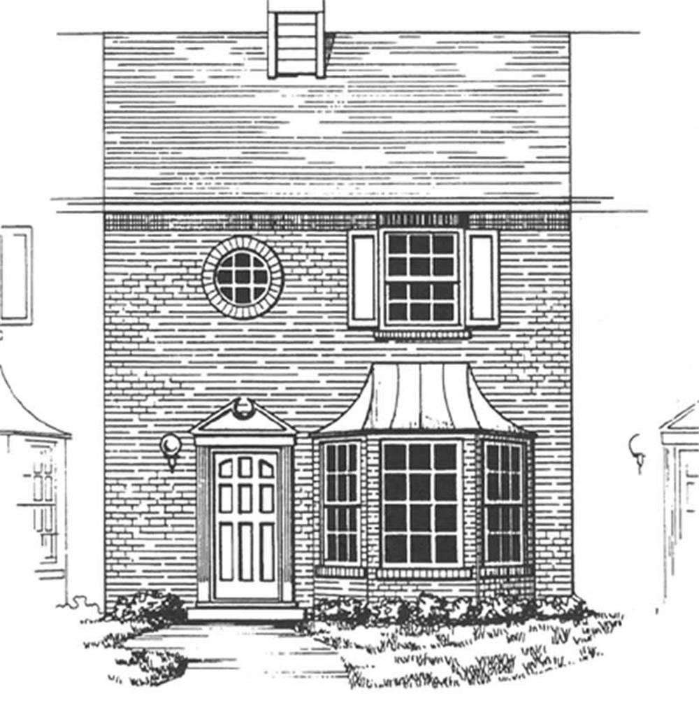 Front elevation of townhouse design for multi-family development (ThePlanCollection: House Plan #124-1145)