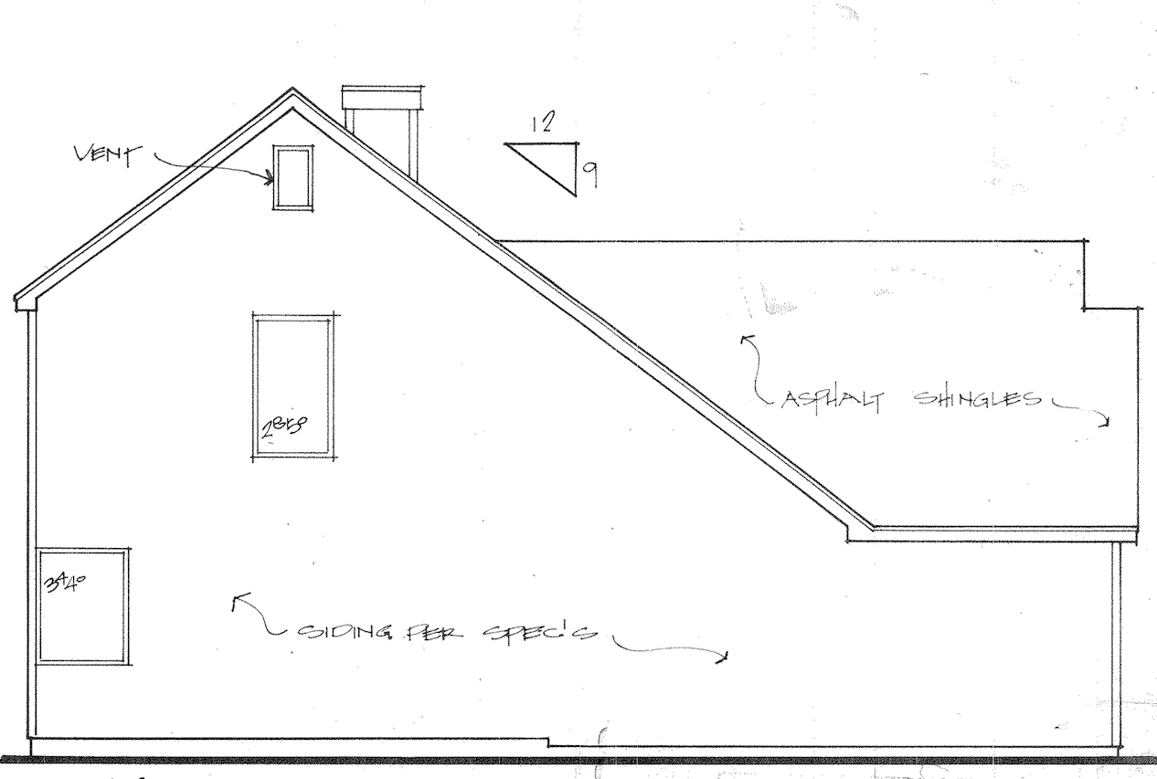 Home Plan Left Elevation of this 3-Bedroom,1572 Sq Ft Plan -124-1150