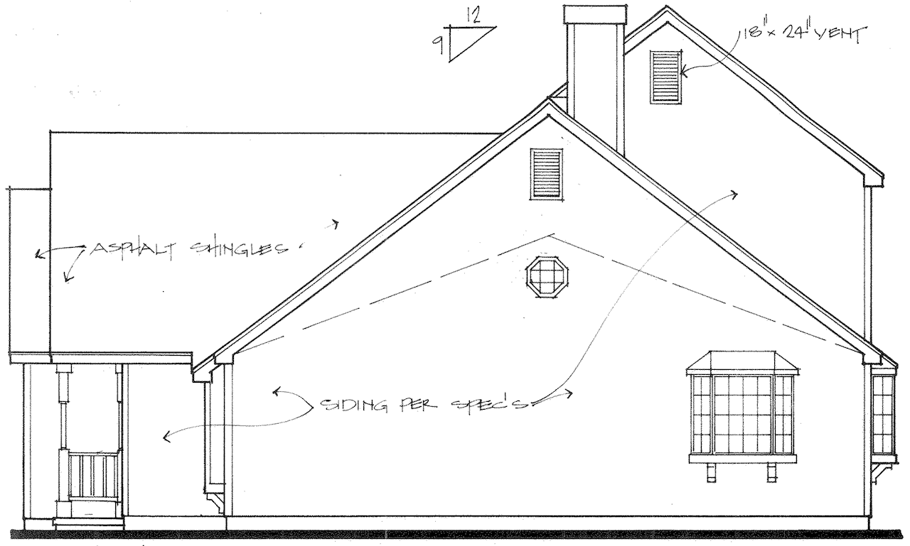 Home Plan Right Elevation of this 3-Bedroom,1572 Sq Ft Plan -124-1150