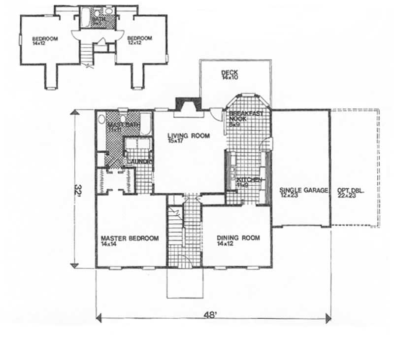Floor Plan First Story of Ranch Plan #124-1153