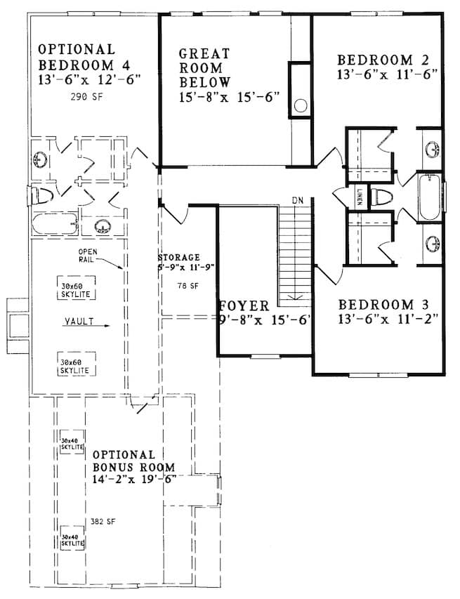 Upper Level of Traditional Plan #124-1161