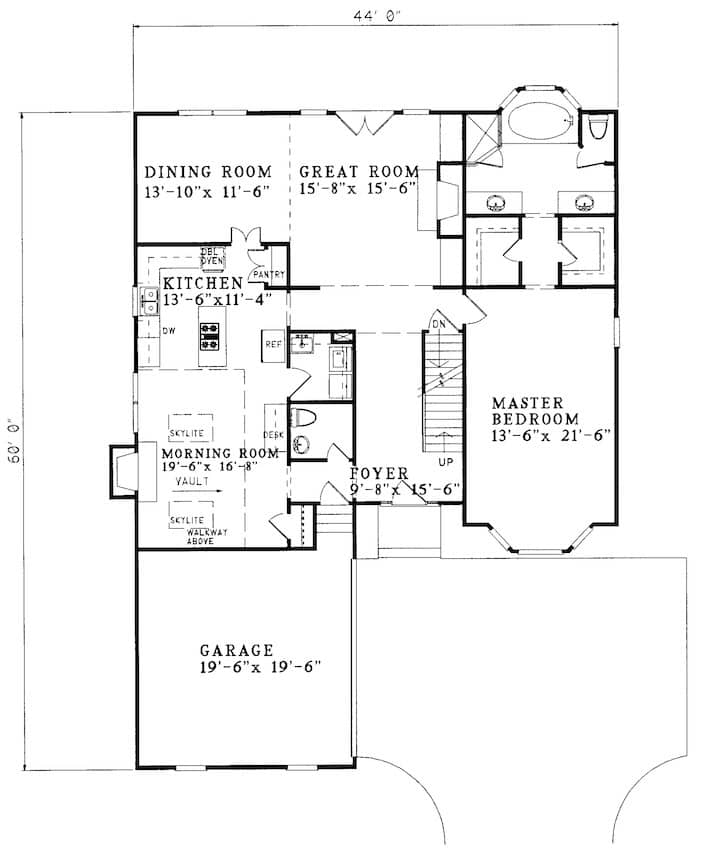 Main Level of Traditional Plan #124-1161