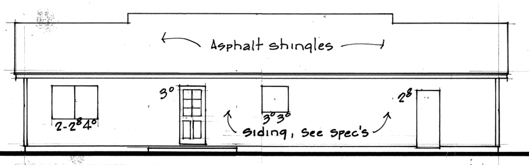 Home Plan Rear Elevation of this 3-Bedroom,1092 Sq Ft Plan -124-1162