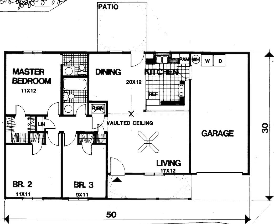 Main Level of Traditional Plan #124-1164