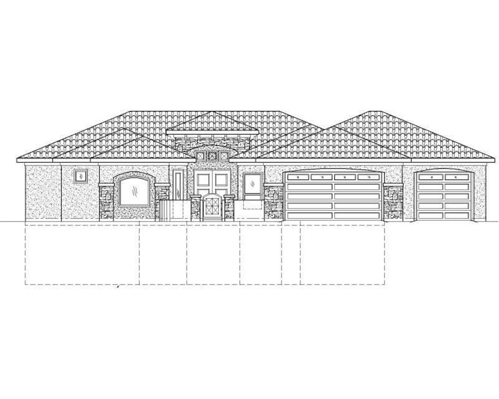 Front elevation of Ranch home (ThePlanCollection: House Plan #125-1008)
