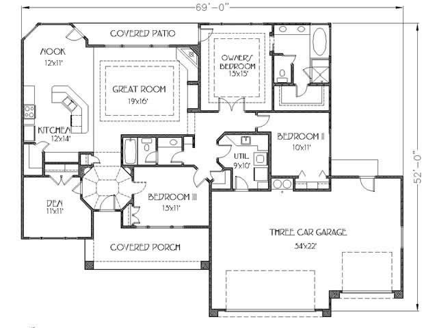 Floor Plan First Story of Contemporary Plan #125-1017