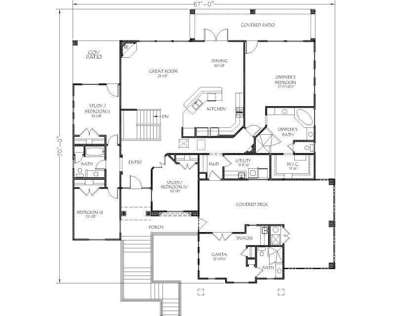Floor Plan Second Story of Mediterranean Plan #125-1020
