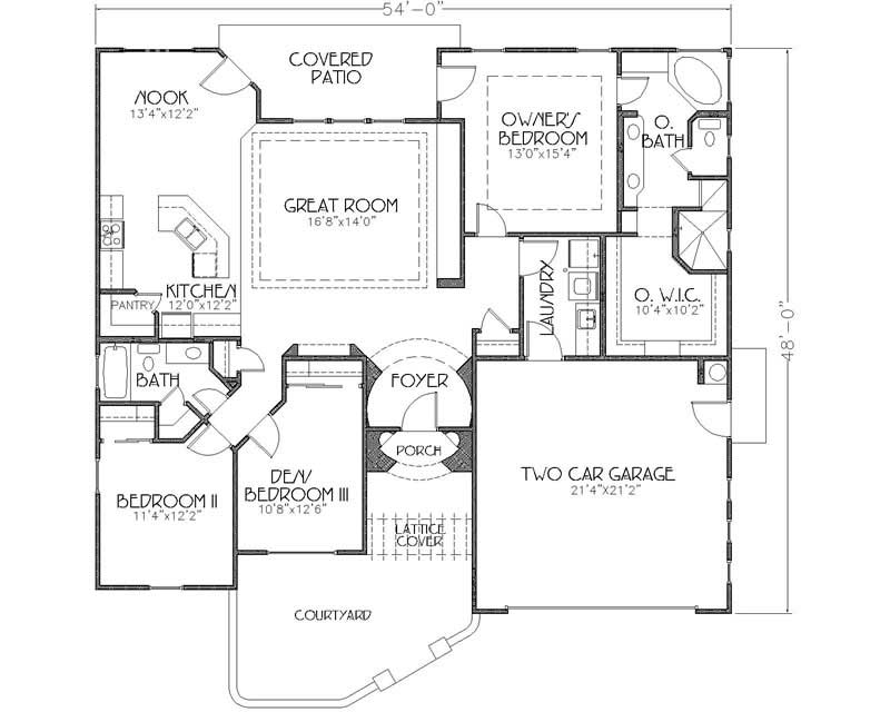 Floor Plan First Story of Mediterranean Plan #125-1026