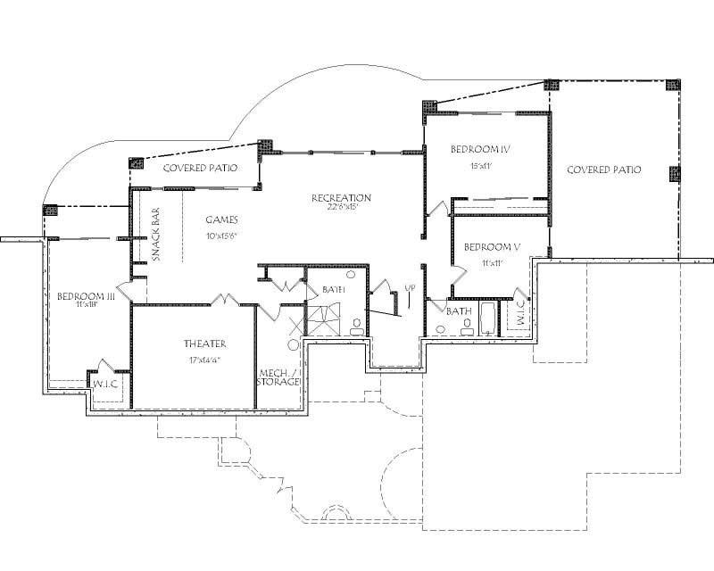 Floor Plan Basement of Contemporary Plan #125-1027