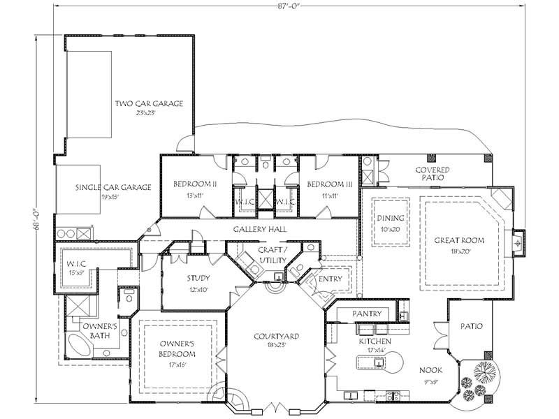 Floor Plan First Story of Mediterranean Plan #125-1038