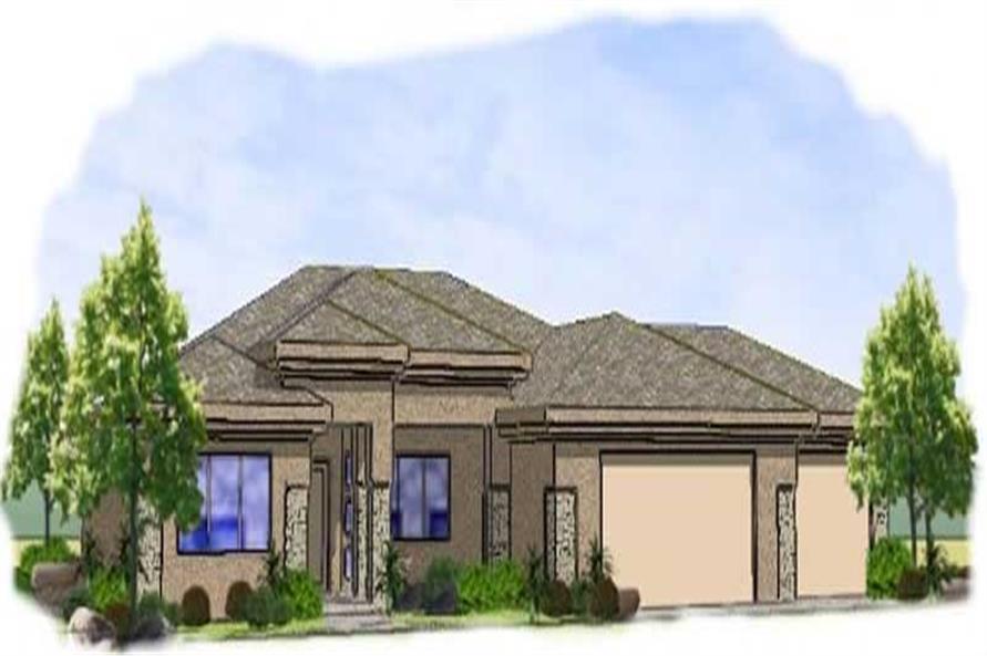 Front elevation of Ranch home (ThePlanCollection: House Plan #125-1047)