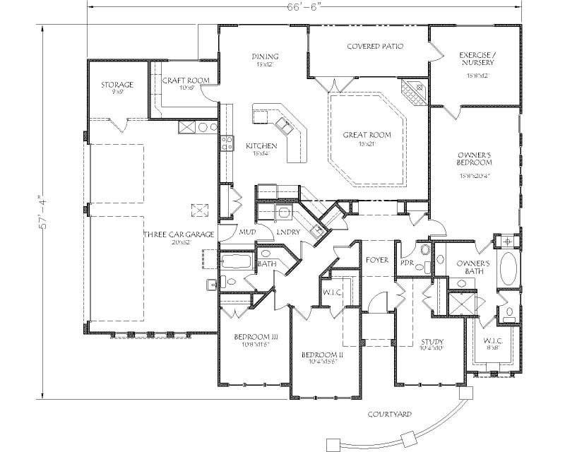 Floor Plan First Story of Contemporary Plan #125-1174