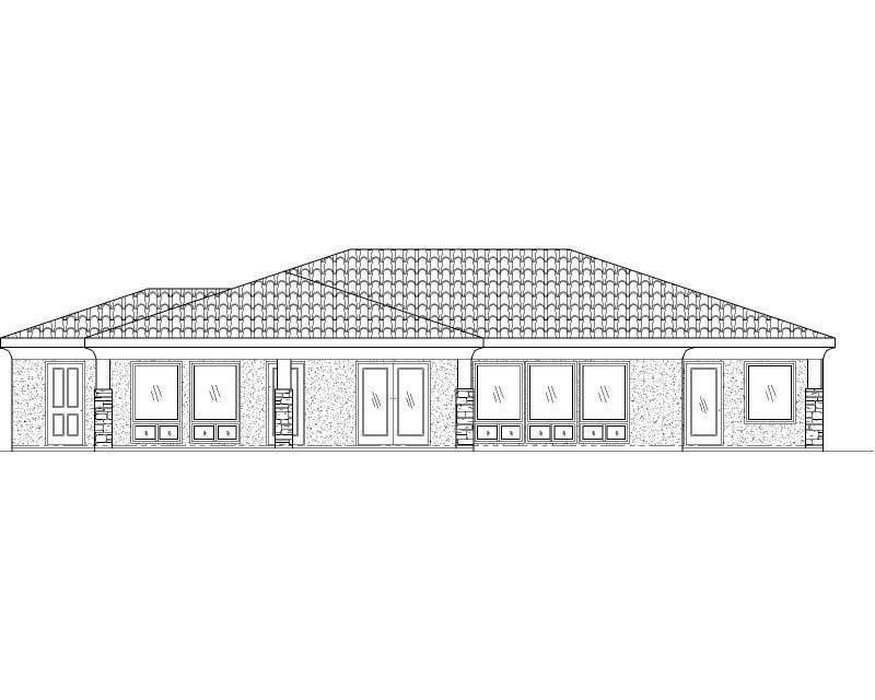 Home Plan Rear Elevation of this 4-Bedroom,2308 Sq Ft Plan -125-1209