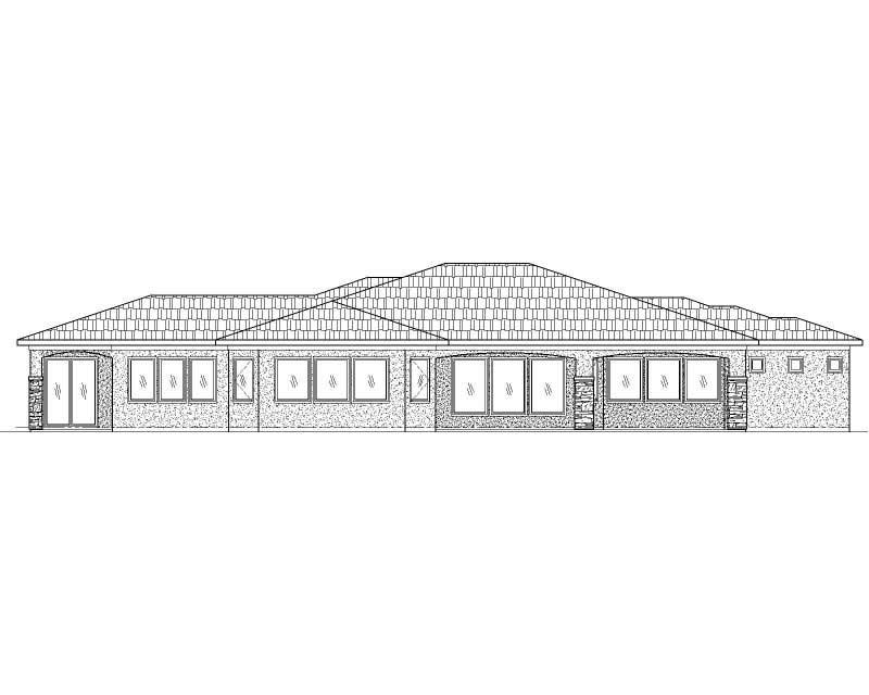 Home Plan Rear Elevation of this 1-Bedroom,3340 Sq Ft Plan -125-1212