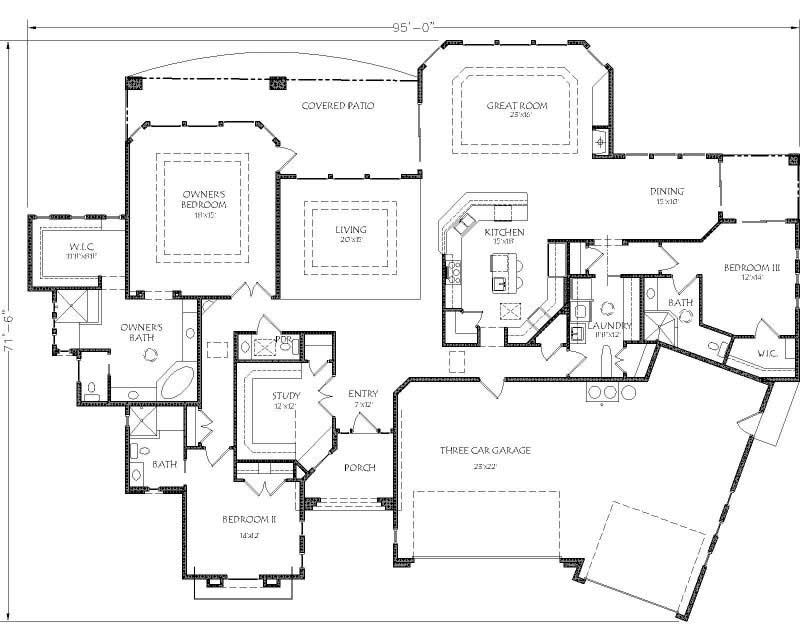 Floor Plan First Story of Tuscan Plan #125-1212