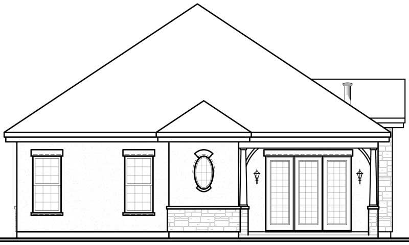 Home Plan Rear Elevation of this 3-Bedroom,1634 Sq Ft Plan -126-1003