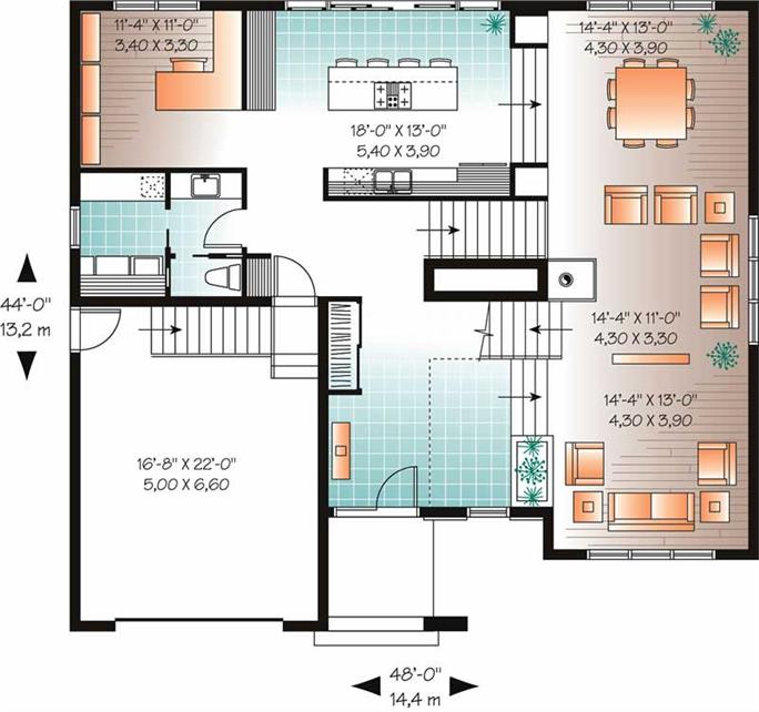 30x32 House Plan 2 Bedroom 960 Sq Ft