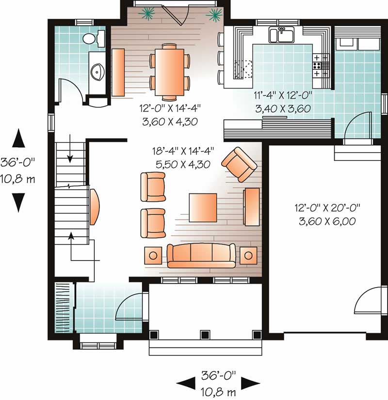 Floor Plan First Story of Country Plan #126-1017