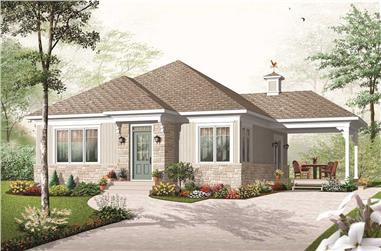 2-Bedroom, 992 Sq Ft Small House Plans - 126-1041 - Front Exterior