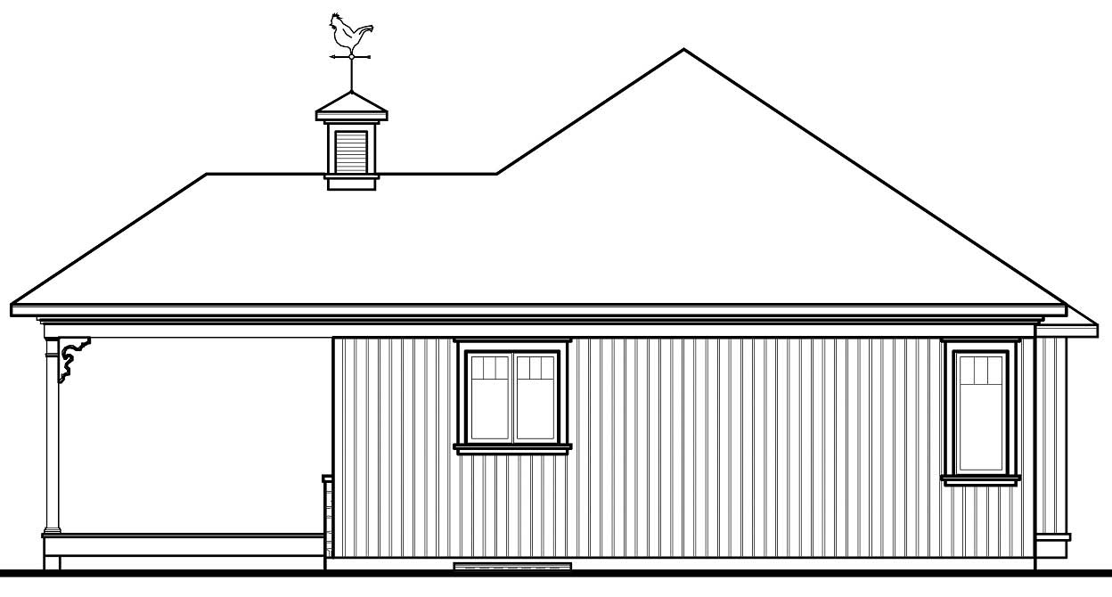 Home Plan Rear Elevation of this 2-Bedroom,992 Sq Ft Plan -126-1041