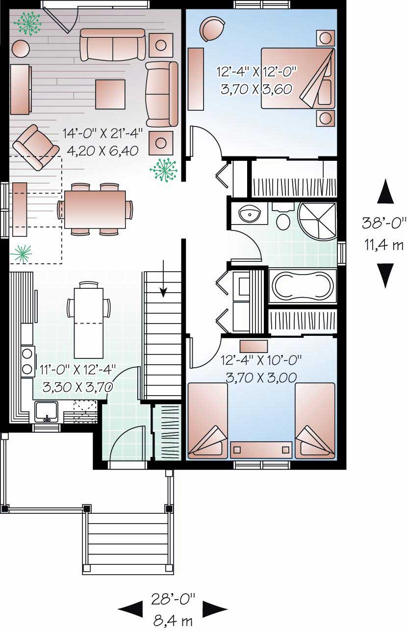 Floor Plan First Story of Country Plan #126-1042