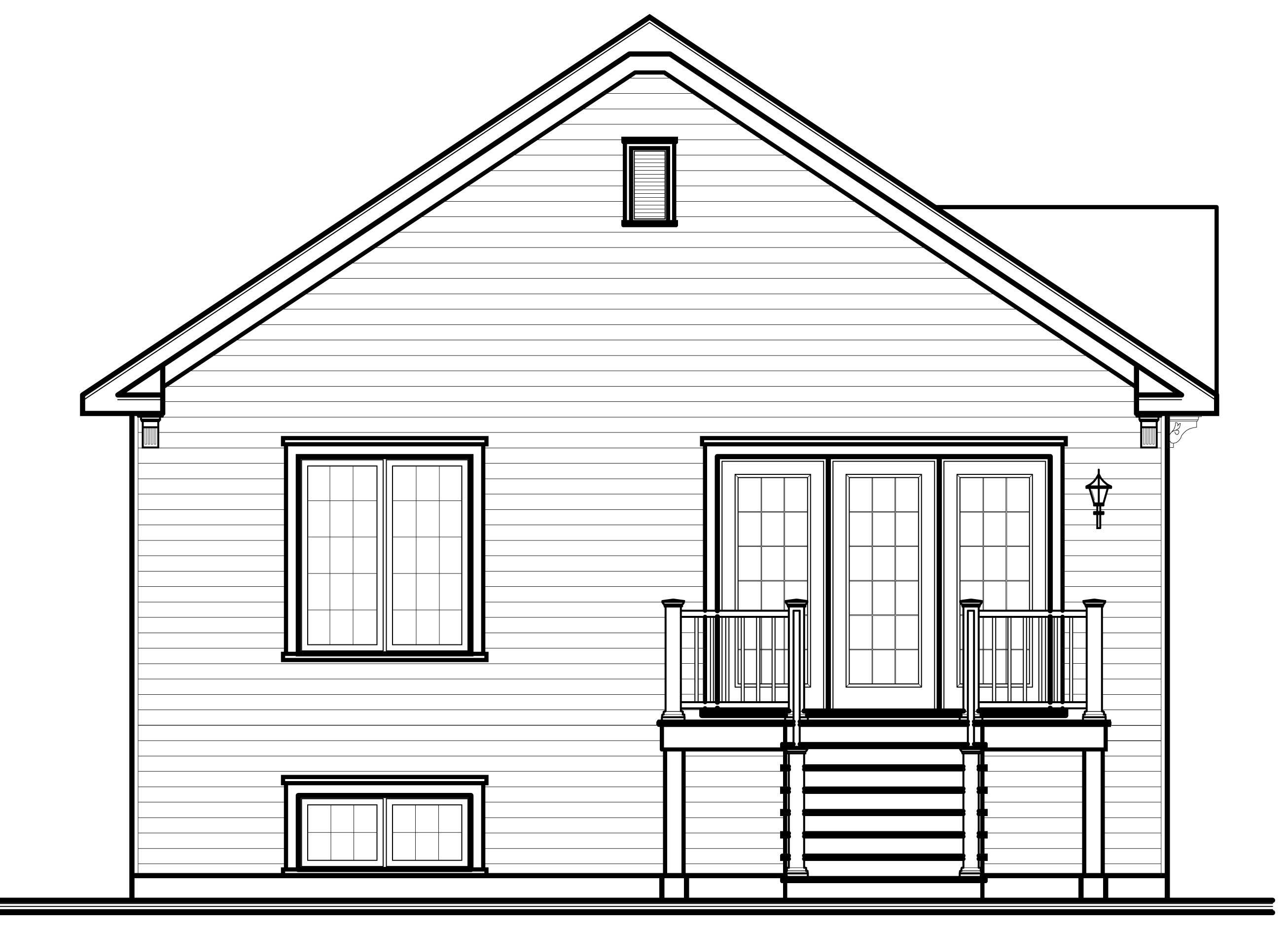 Home Plan Rear Elevation of this 2-Bedroom,1042 Sq Ft Plan -126-1042