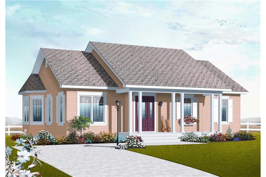 3-Bedroom, 1218 Sq Ft Country House Plan - 126-1043 - Front Exterior