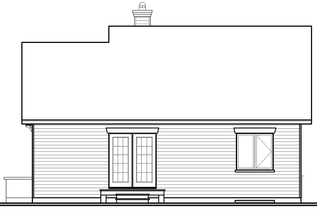 Home Plan Rear Elevation of this 2-Bedroom,1207 Sq Ft Plan -126-1050