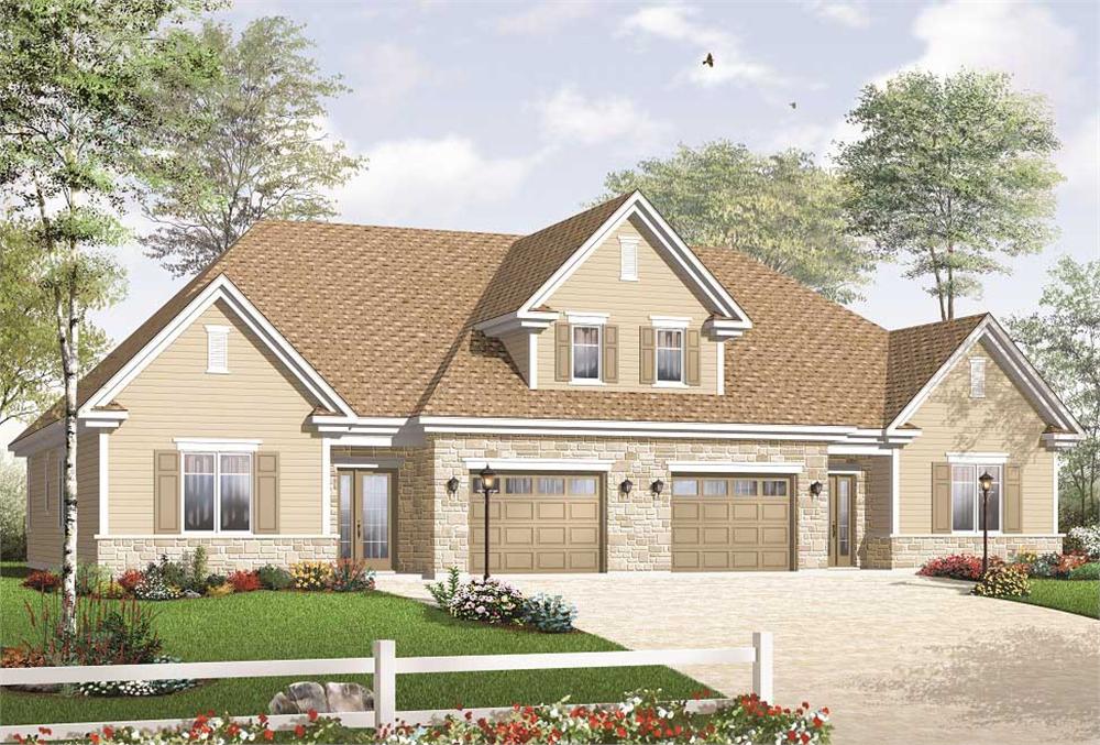 Front elevation of Multi-Unit home (ThePlanCollection: House Plan #126-1051)