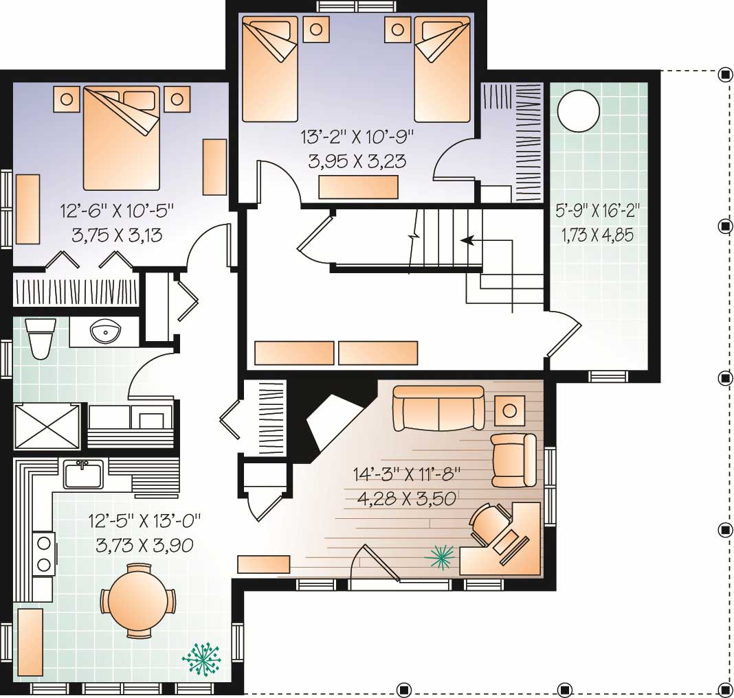 Floor Plan Basement of In-Law Suite Plan #126-1053