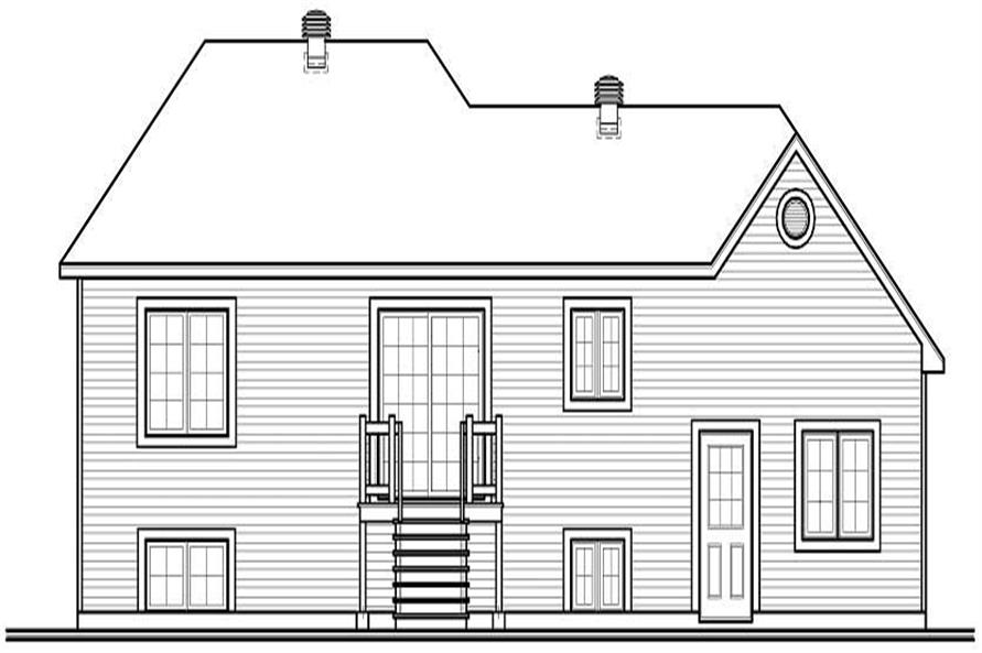 Home Plan Rear Elevation of this 2-Bedroom,1059 Sq Ft Plan -126-1055