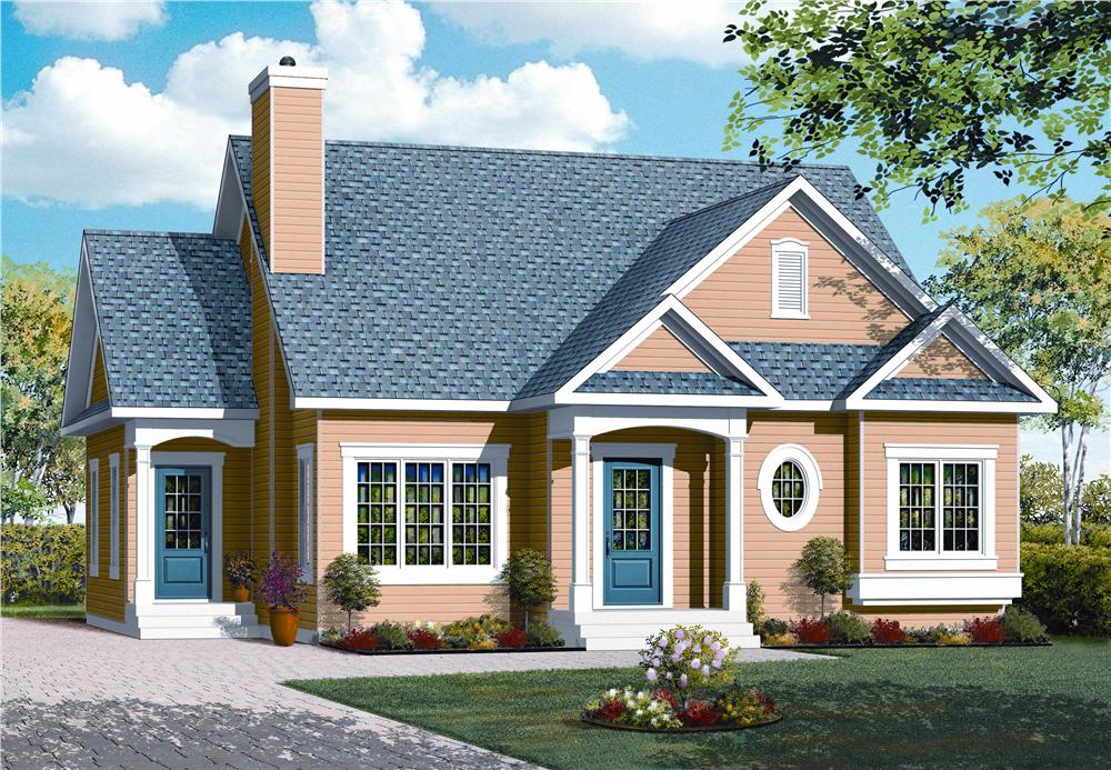 This is an artist's rendering for these Country Houseplans.