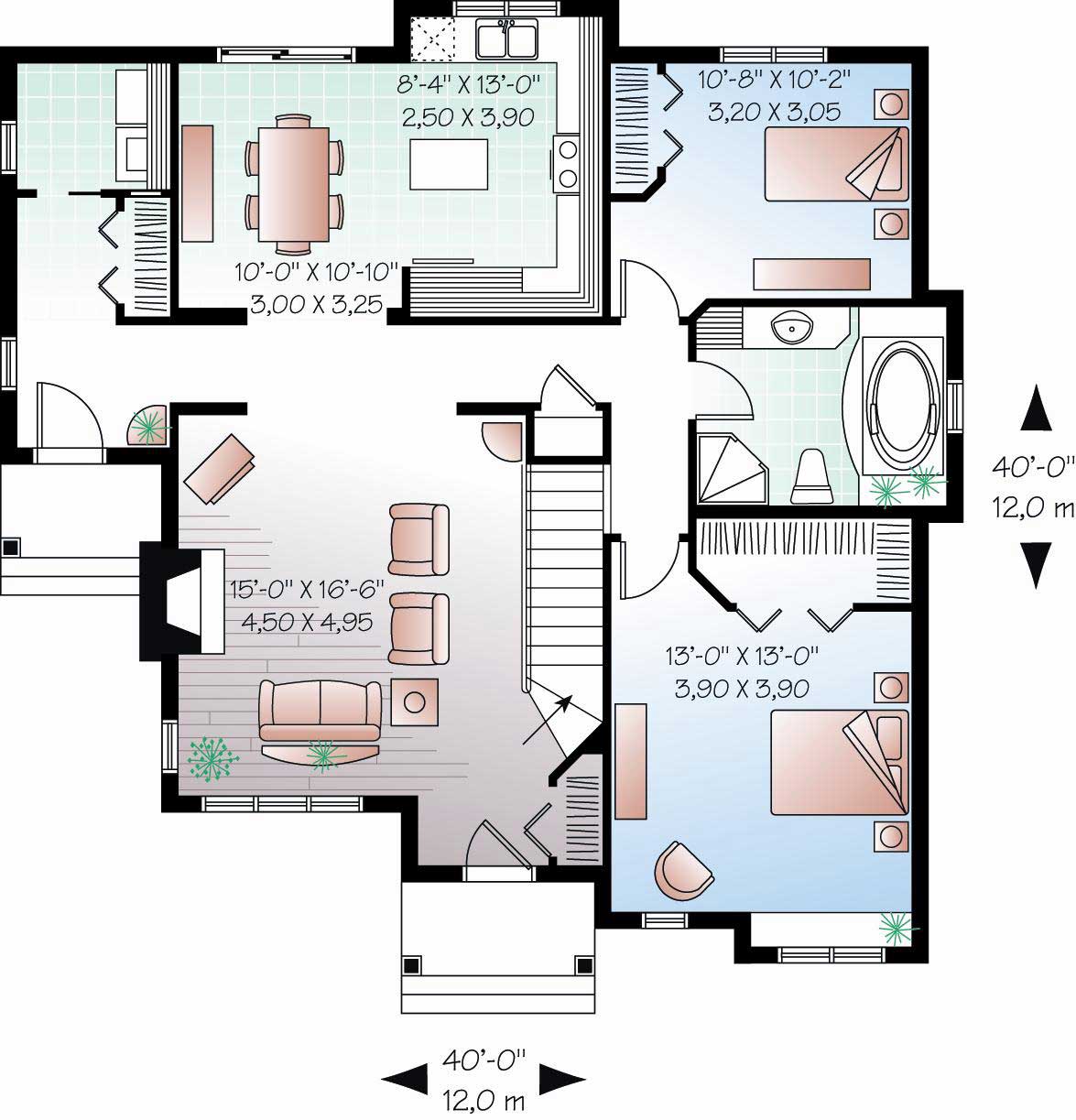 Floor Plan First Story of Country Plan #126-1059