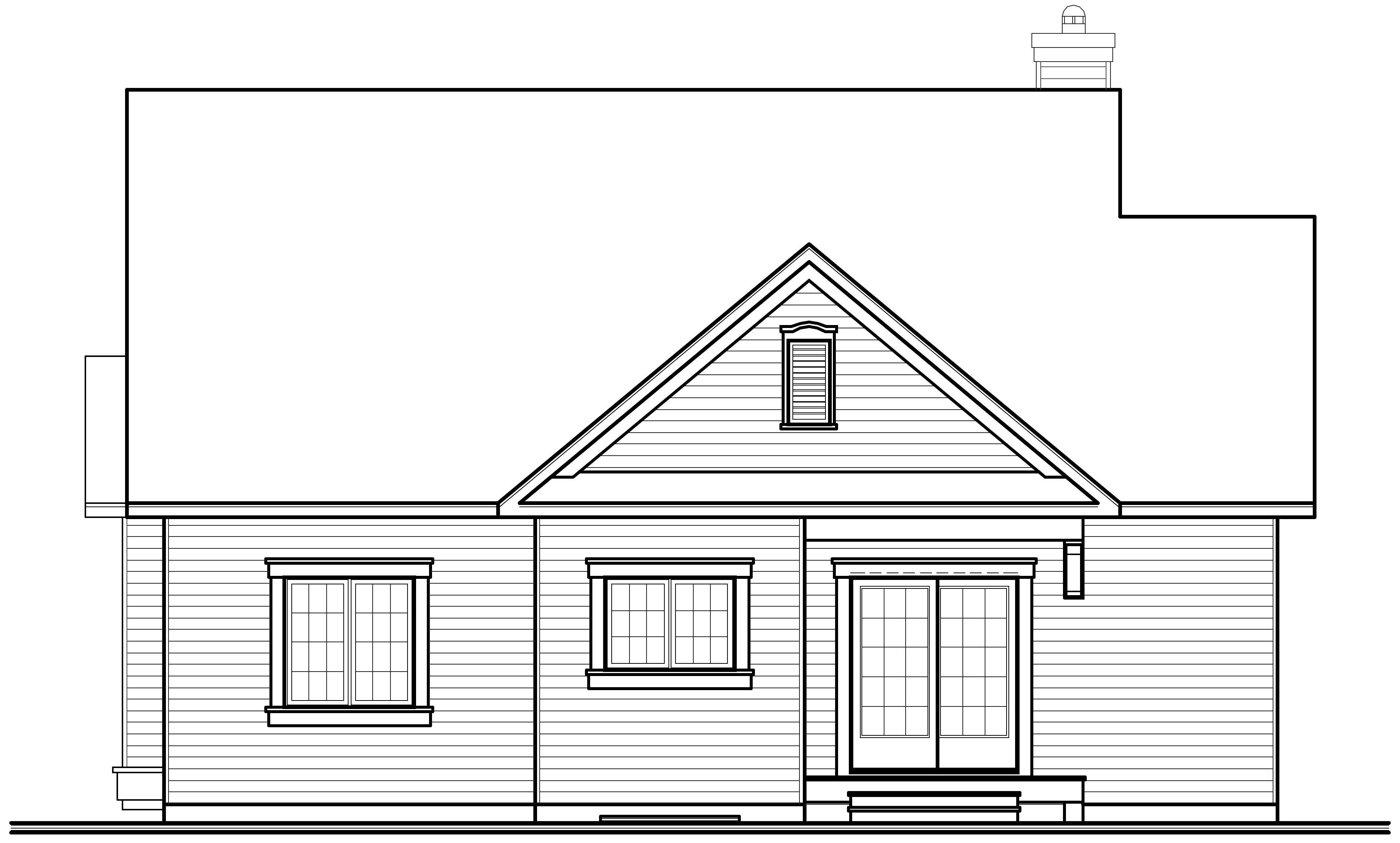 Home Plan Rear Elevation of this 2-Bedroom,1359 Sq Ft Plan -126-1059