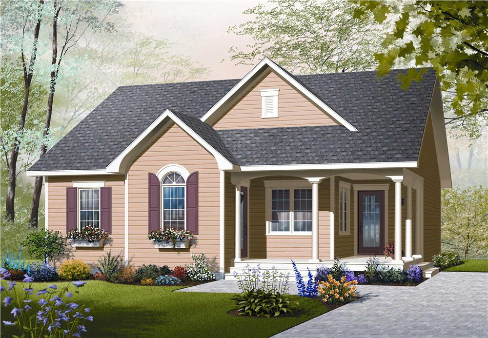 This image shows the front elevation of these Country Homeplans.