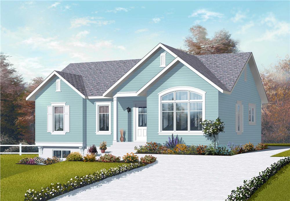 This is the front elevation for these Traditional Country Home Plans.