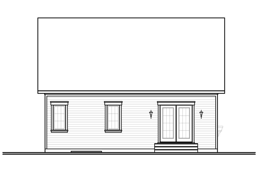Home Plan Rear Elevation of this 2-Bedroom,1250 Sq Ft Plan -126-1072