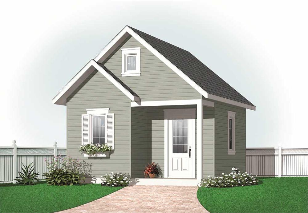 Front elevation of shed plan (ThePlanCollection: House Plan #126-1074)
