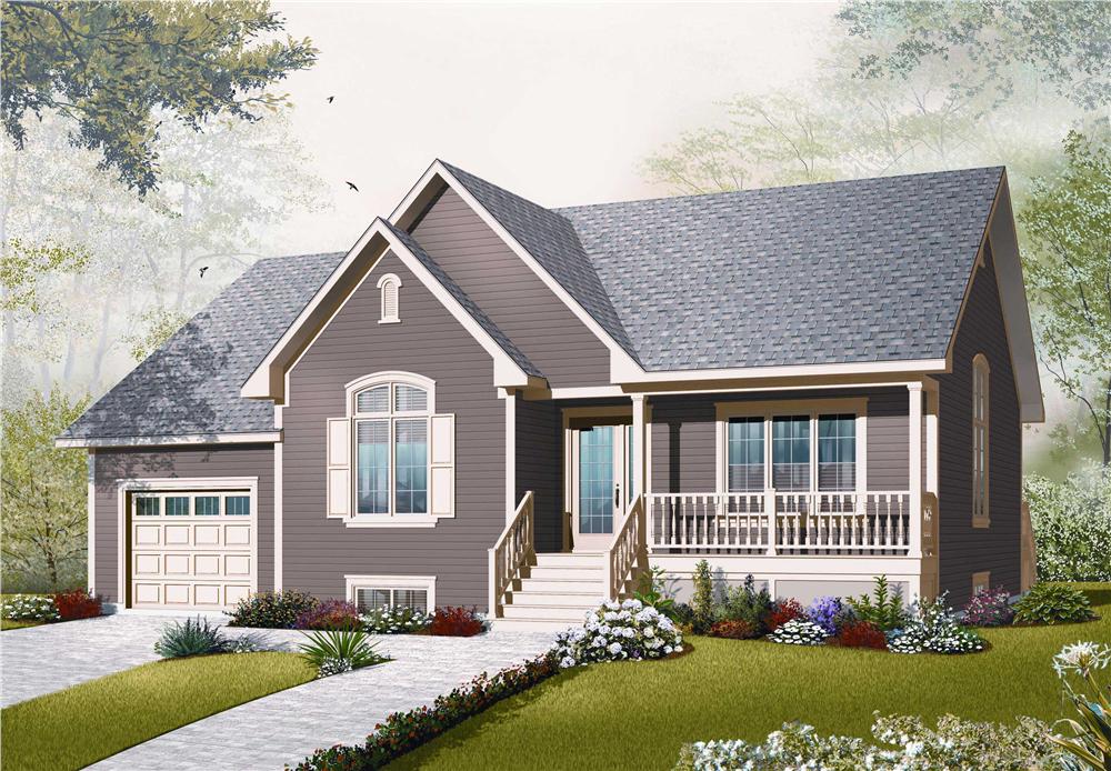 This is the front elevation of these Small Country Home Plans.