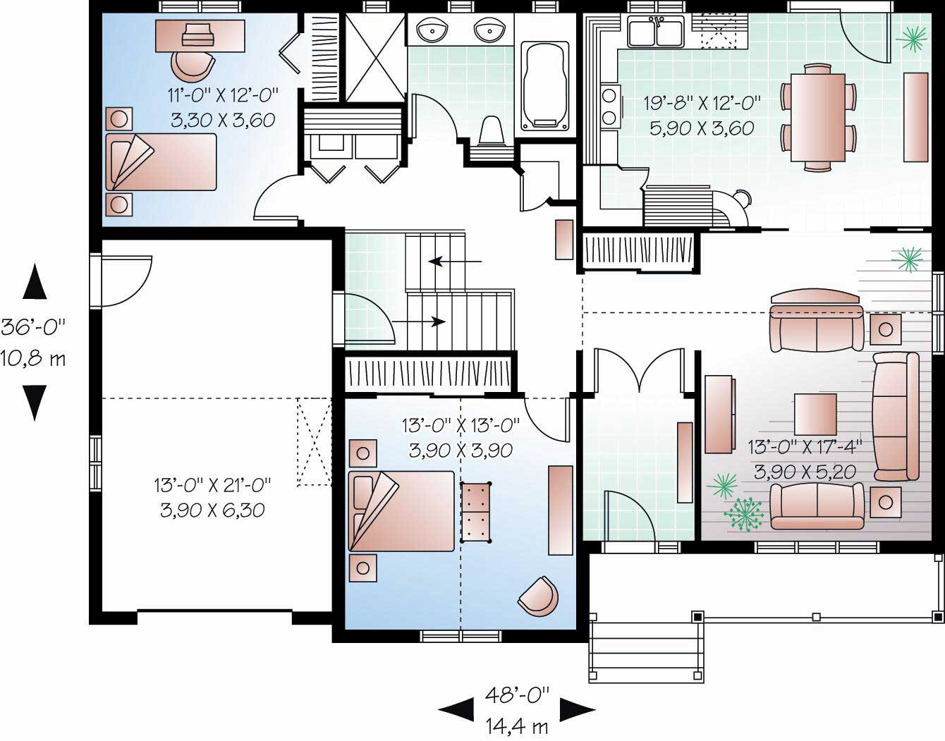 Floor Plan First Story of Country Plan #126-1095