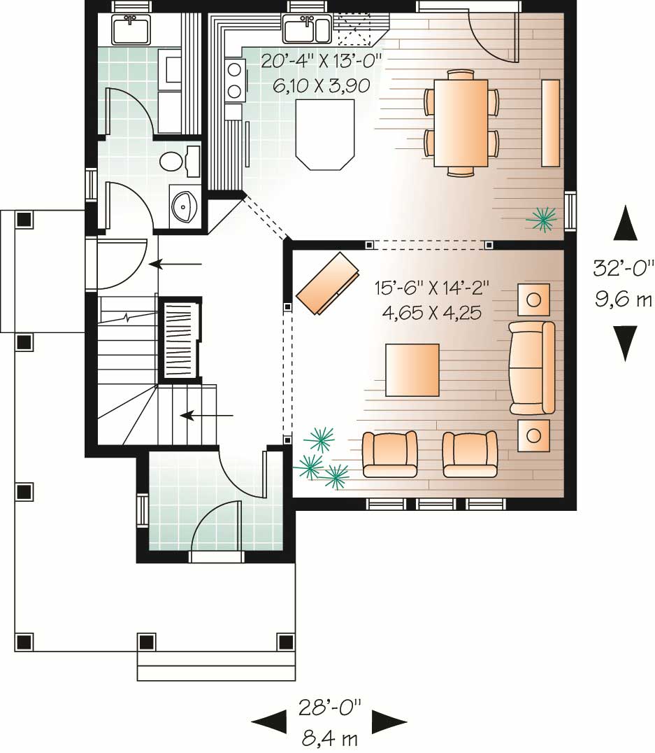 Floor Plan First Story of Country Plan #126-1098