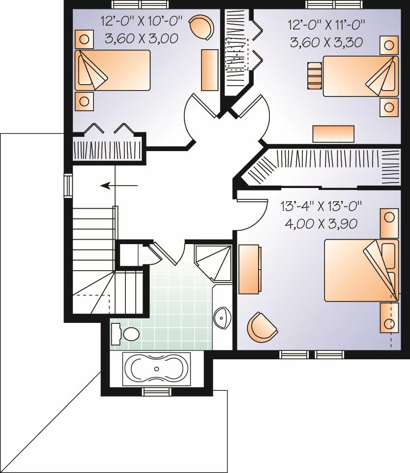 Floor Plan Second Story of Country Plan #126-1098